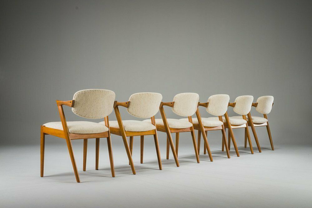 Dining Chairs Model 42 In Teak & Wool By Kai Kristiansen For Schou Andersen, 1960s, Set Of 6 photo furniture