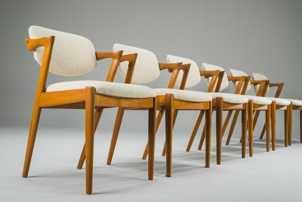 Dining Chairs Model 42 In Teak & Wool By Kai Kristiansen For Schou Andersen, 1960s, Set Of 6 photo buy