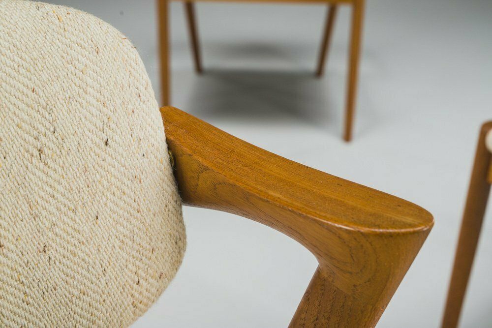 Furniture Dining Chairs Model 42 In Teak & Wool By Kai Kristiansen For Schou Andersen, 1960s, Set Of 6 photo