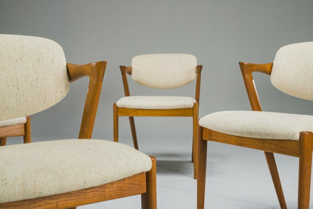 photo buy Dining Chairs Model 42 In Teak & Wool By Kai Kristiansen For Schou Andersen, 1960s, Set Of 6