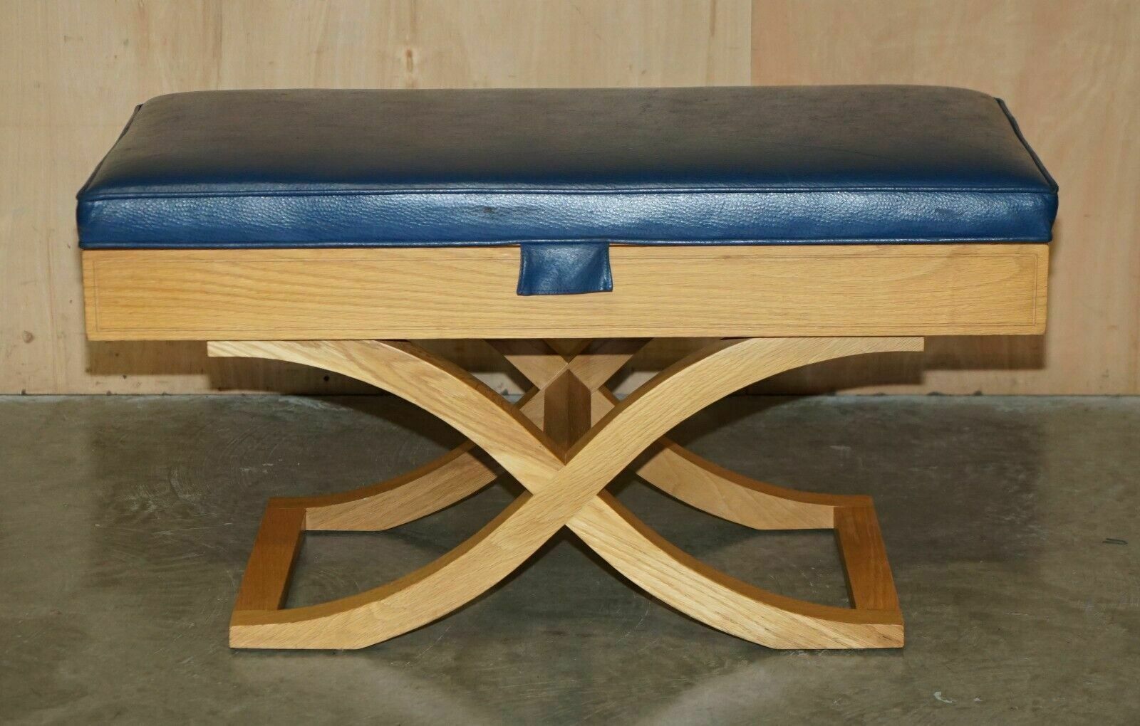 Exquisite David Linley Ostrich Leather Satinwood Hall Bench Seat Luggage Rack photo furniture