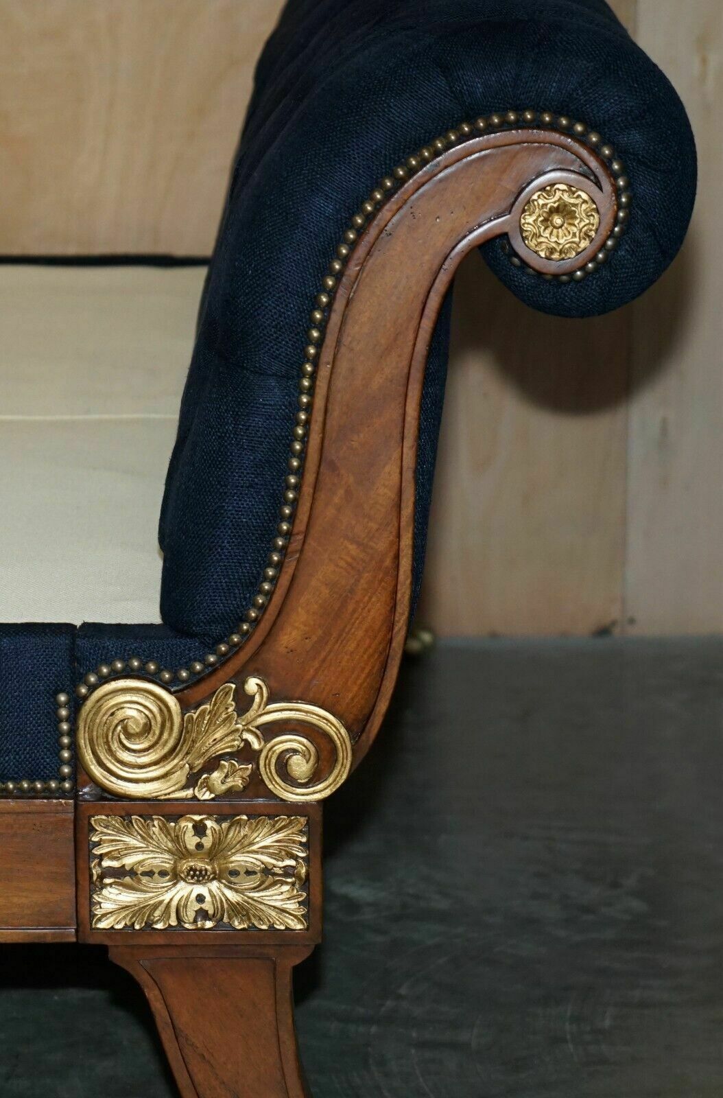 Exquisite Limited Edition Ralph Lauren Rue Royale Chesterfield Tufted Sleigh Bed photo vintage