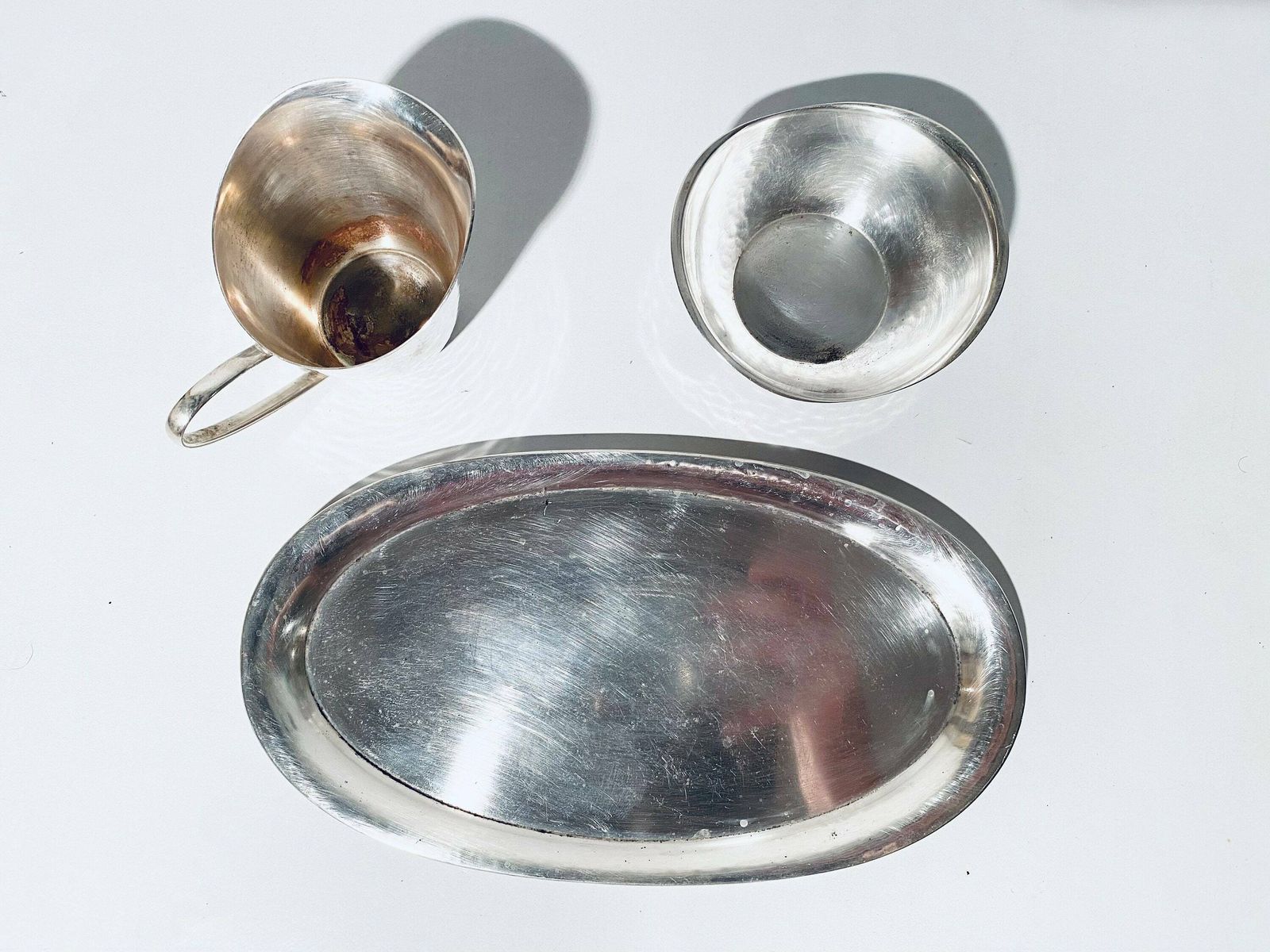 Wmf Mid Century Silver Sugar Bowl & Milk Jug With Tray Set / Vintage Kitchen Decor 1950s photo buy