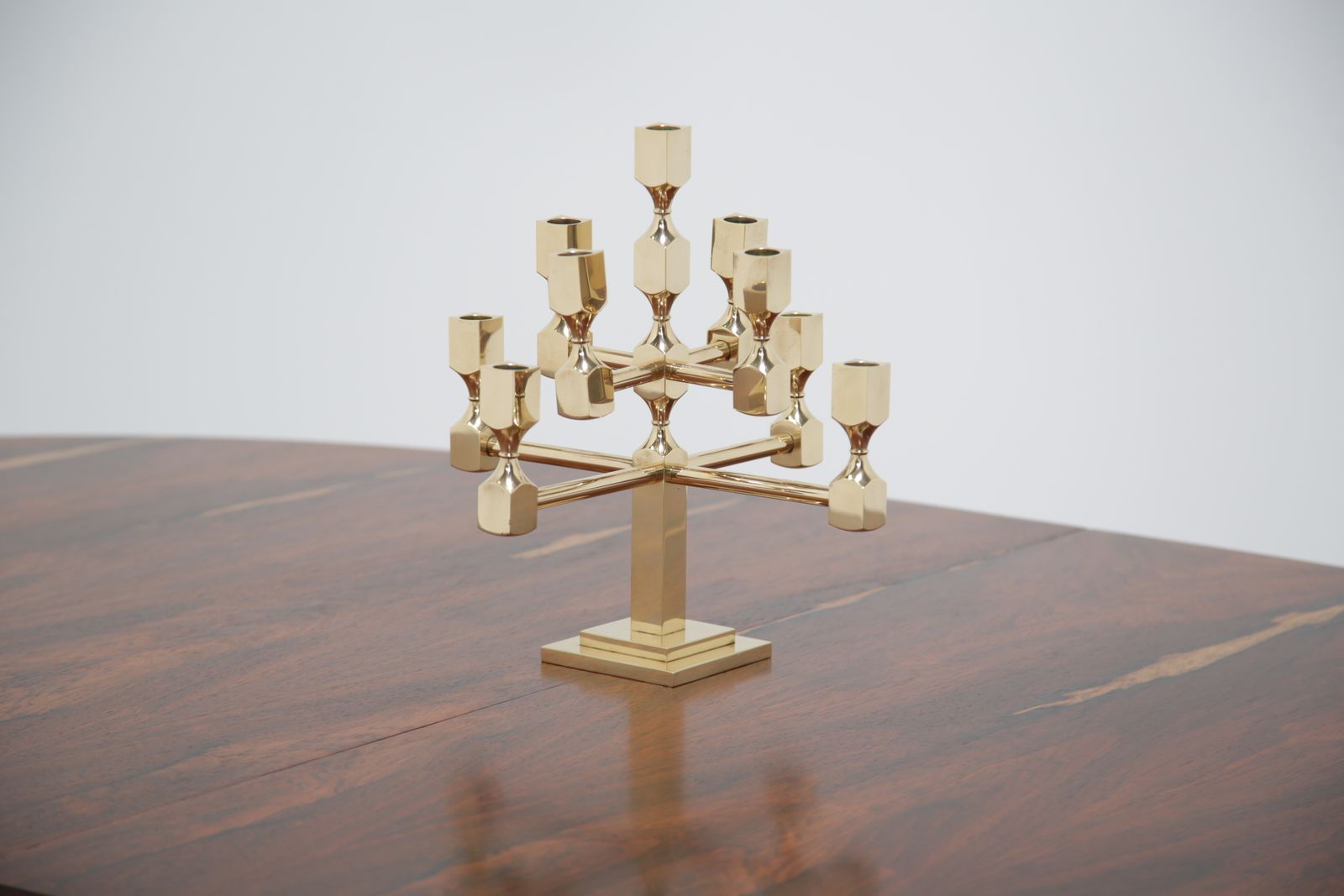 Brutalist Brass 9 Arm Candelabra By Lars Bergsten For Gusum, Sweden, 1982. photo vinterior