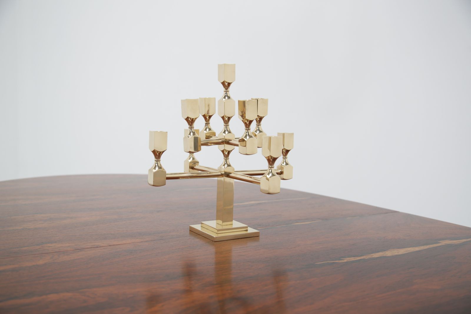Brutalist Brass 9 Arm Candelabra By Lars Bergsten For Gusum, Sweden, 1982. photo buy