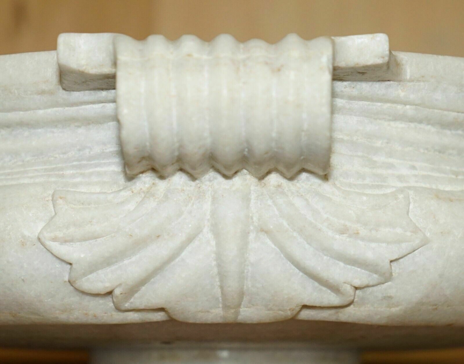 Garden Decor Pair Of Antique 19th Century White Carrara Marble Shallow Garden Home Planters photo