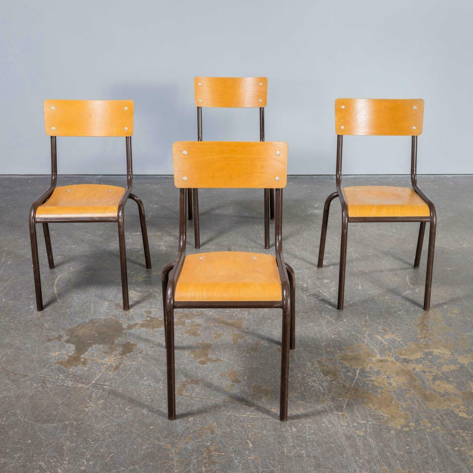 1960’s French Mullca Stacking – Dining Chairs – Brown Model 510 photo Furniture