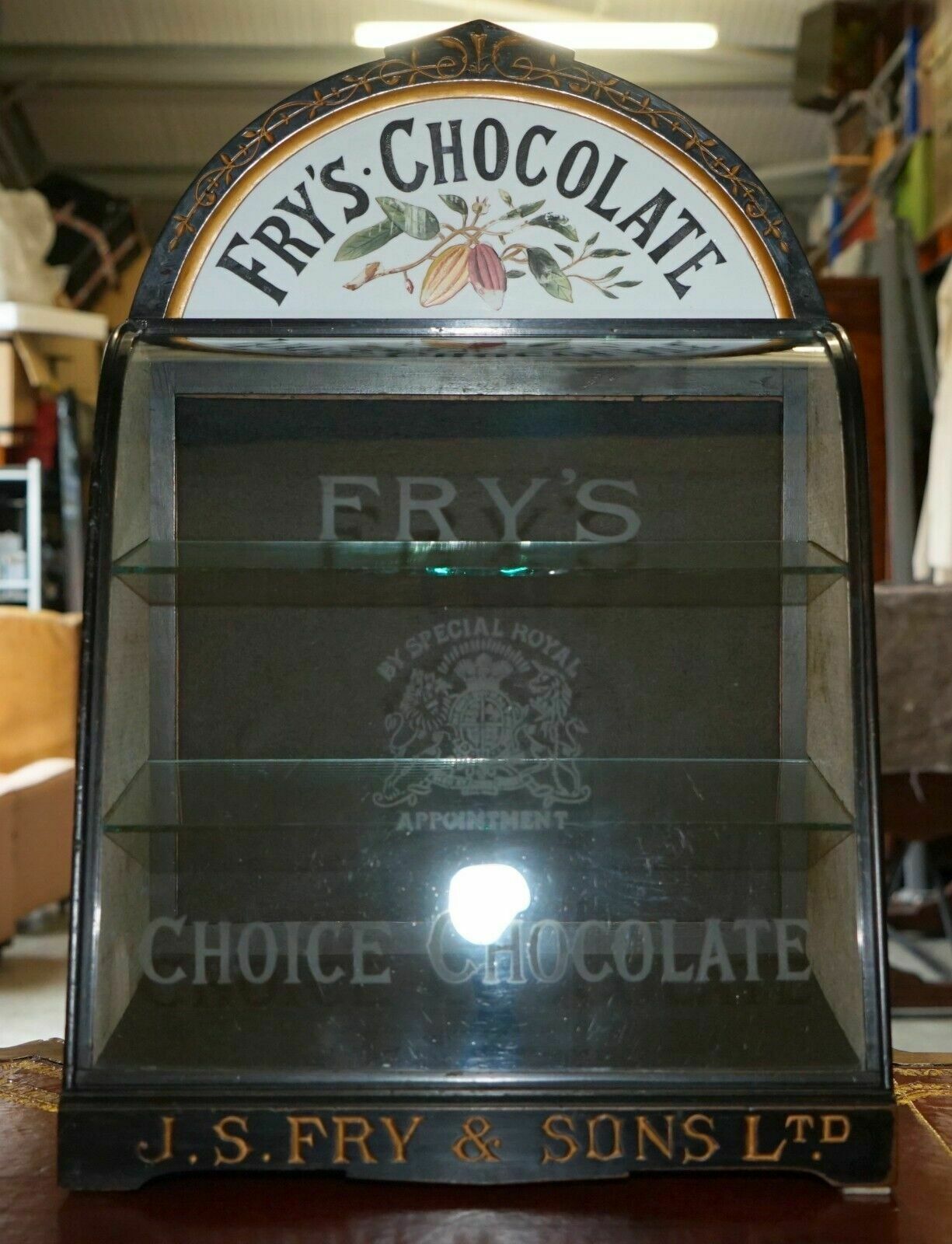 Unique Antique Victorian Fry's Chocolate Royal Crest Glass Display Case Cabinet photo buy