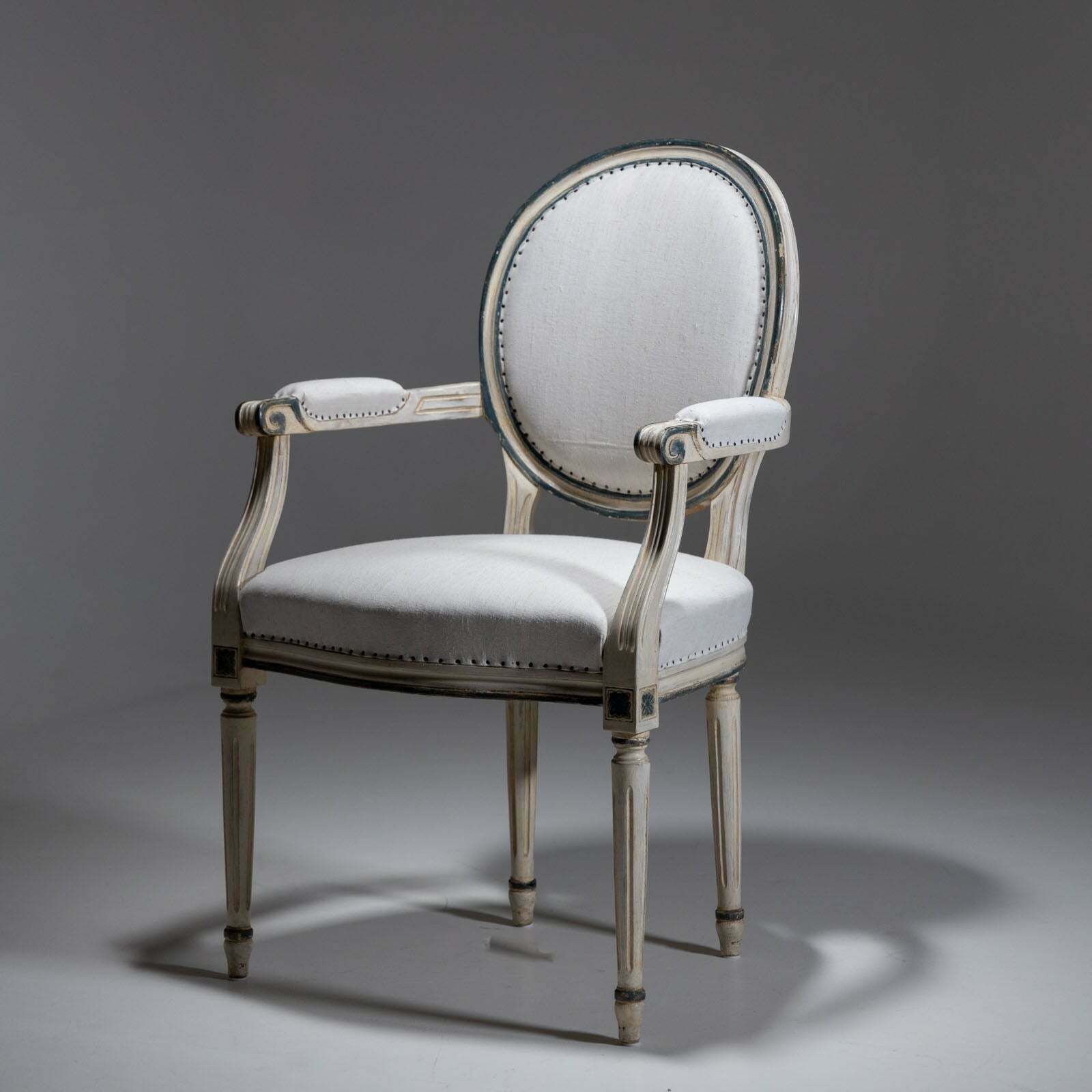 Pair Of Gustavian Style Medallion Chairs, Late 19th Century photo Furniture