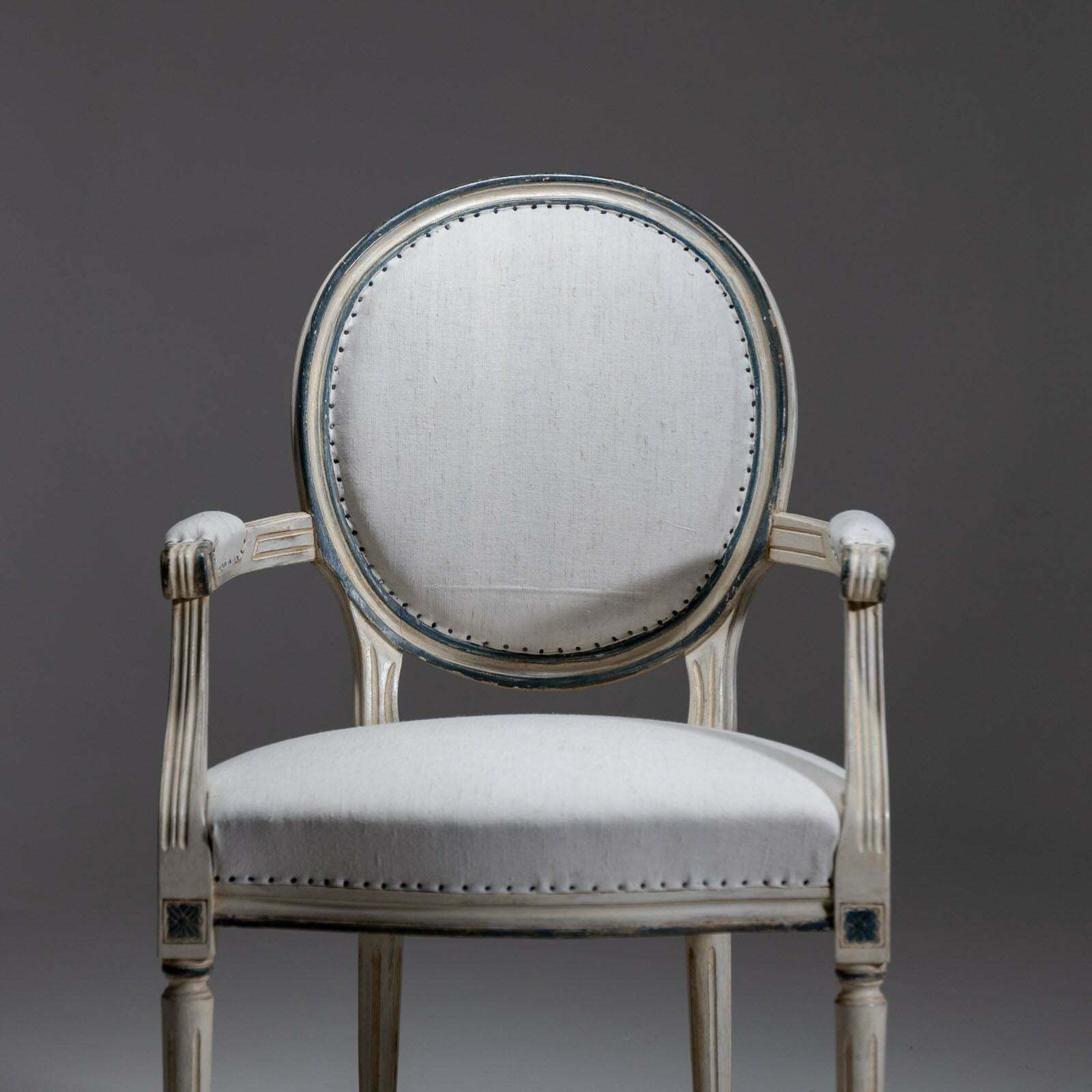 Pair Of Gustavian Style Medallion Chairs, Late 19th Century photo vinterior