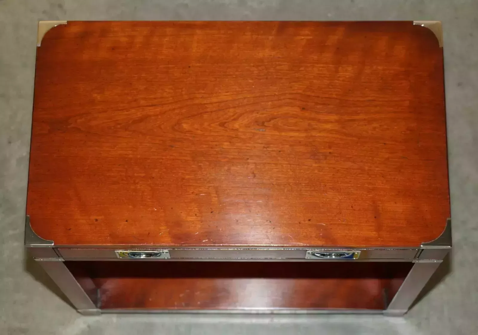 Vintage Harrods London Kennedy Single Drawer Military Campaign Console End Table photo 1250.0