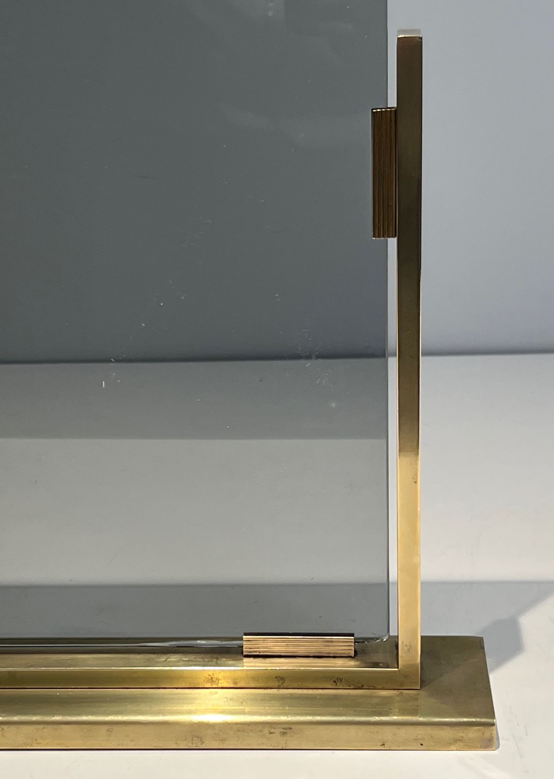 photo furniture Smoked Glass And Brass Fire Screen