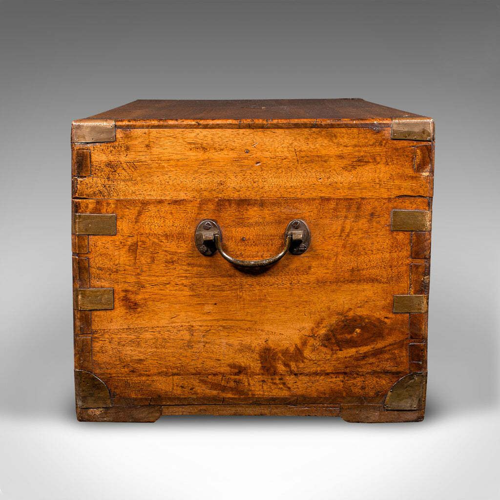 Antique Military Trunk, English, Camphorwood Chest, Blanket Box, Victorian, 1900 photo 1695.0