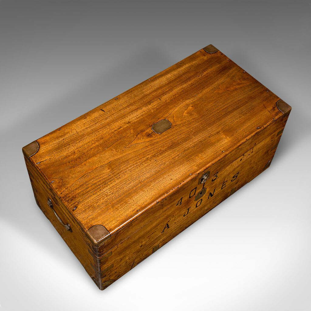 Antique Military Trunk, English, Camphorwood Chest, Blanket Box, Victorian, 1900 photo buy