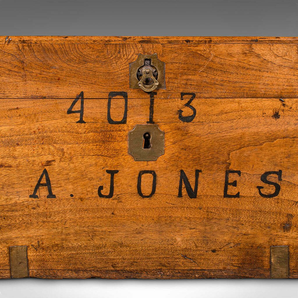 photo furniture Antique Military Trunk, English, Camphorwood Chest, Blanket Box, Victorian, 1900