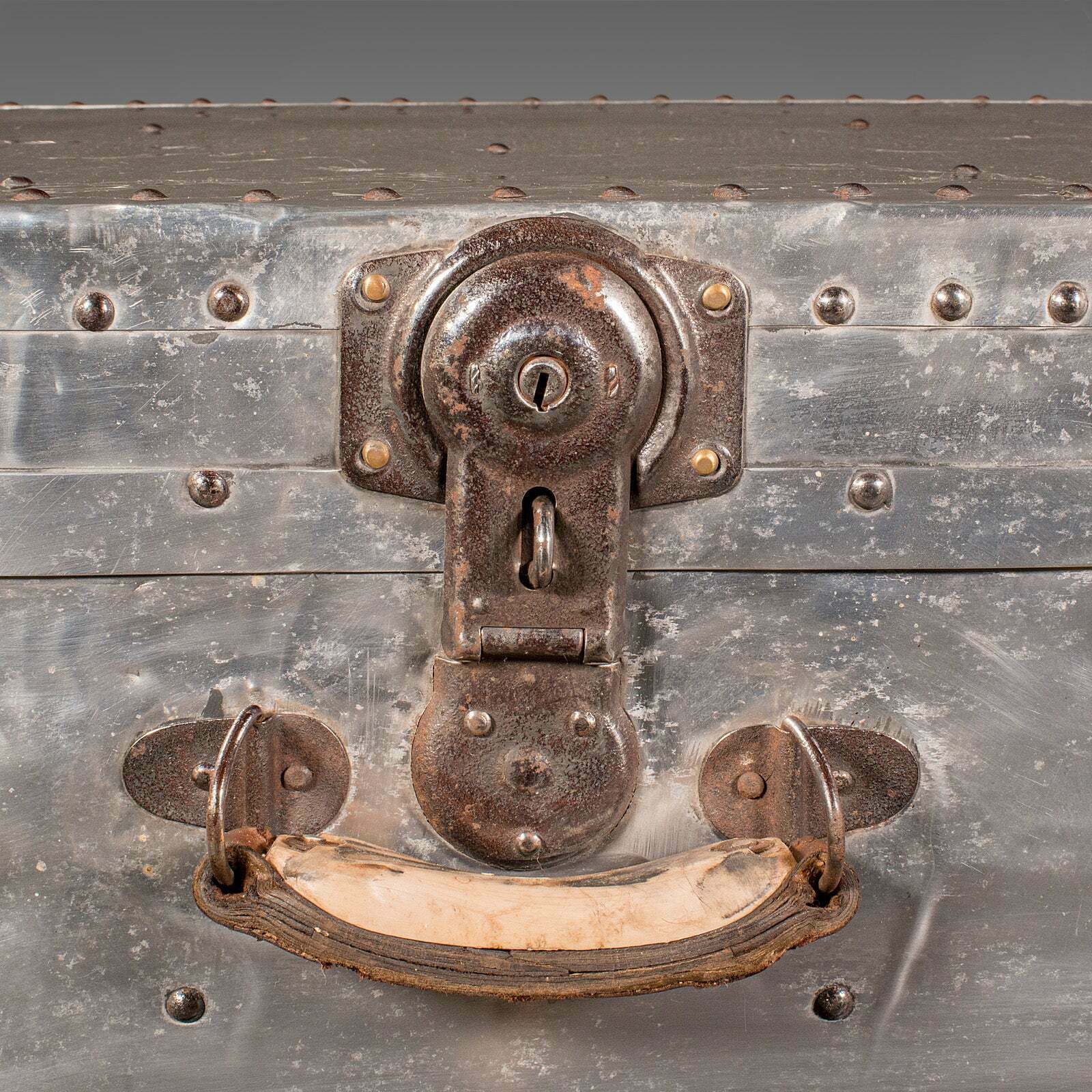 photo furniture Large Antique Shipping Chest, Continental, Aluminium, Trunk, Edwardian, C.1910