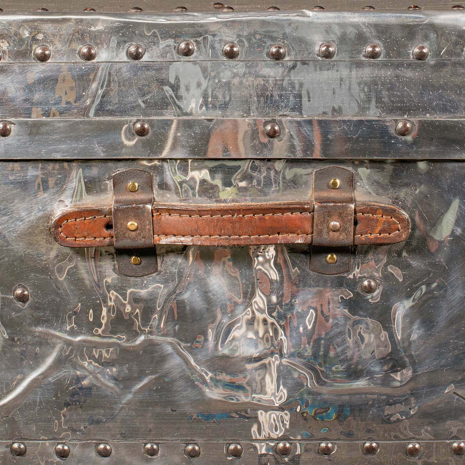 Furniture Large Antique Shipping Chest, Continental, Aluminium, Trunk, Edwardian, C.1910 photo