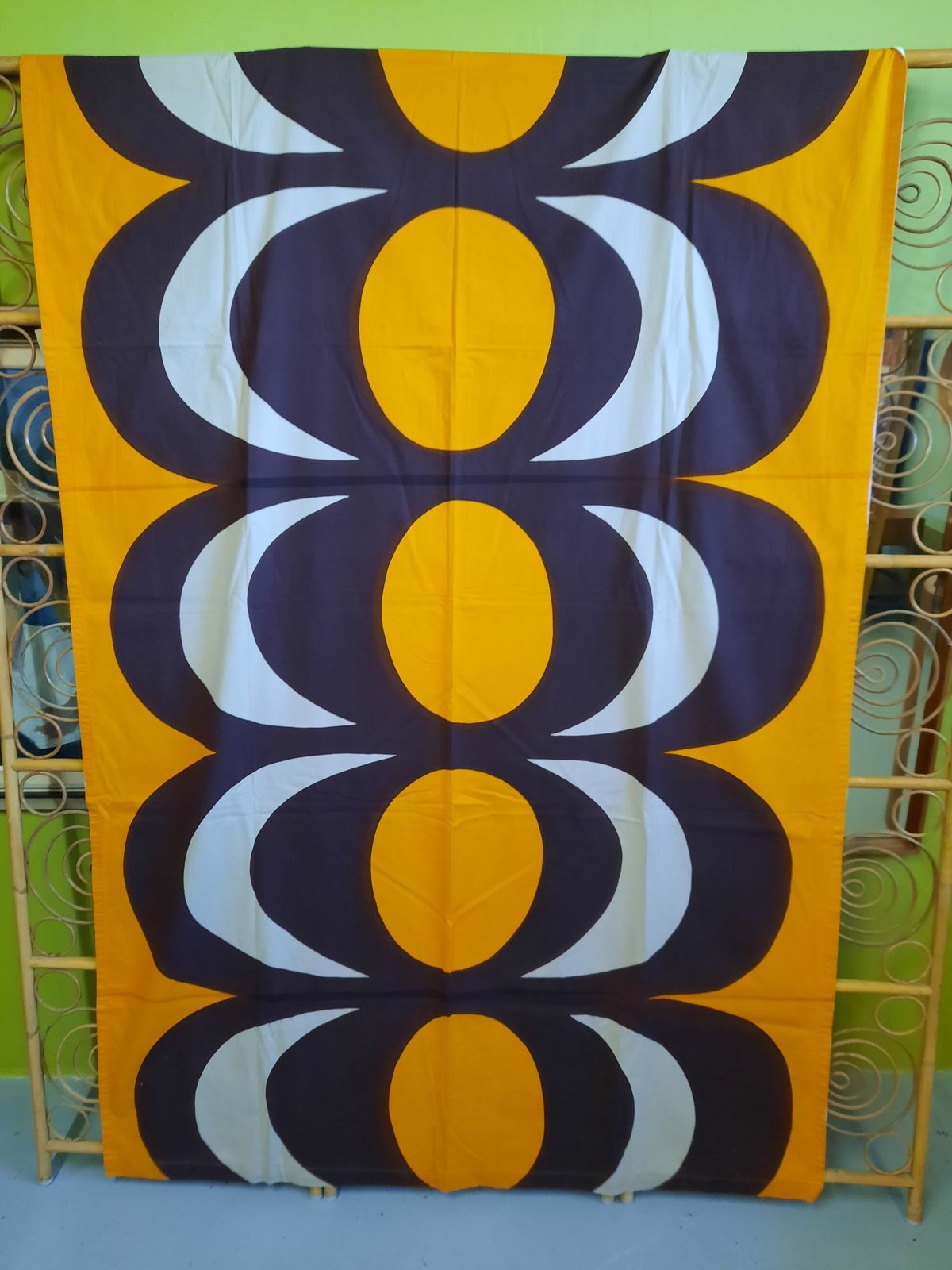 1960s Maija Isola For Marimekko Kaivo Curtain Panel   Table Runner   Finland   Scandinavian Decor