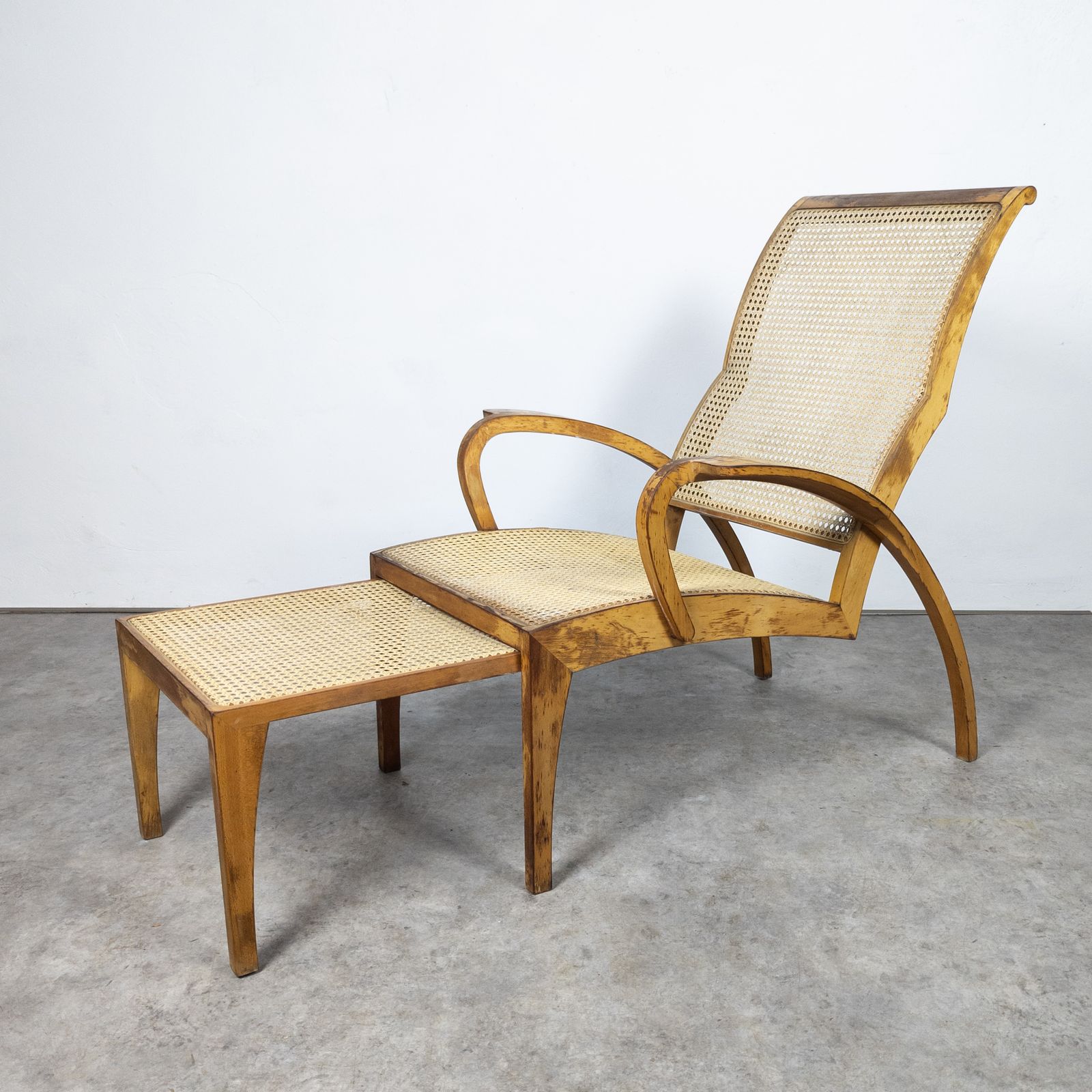 1940s Wood And Rattan Sun Lounger photo for sale