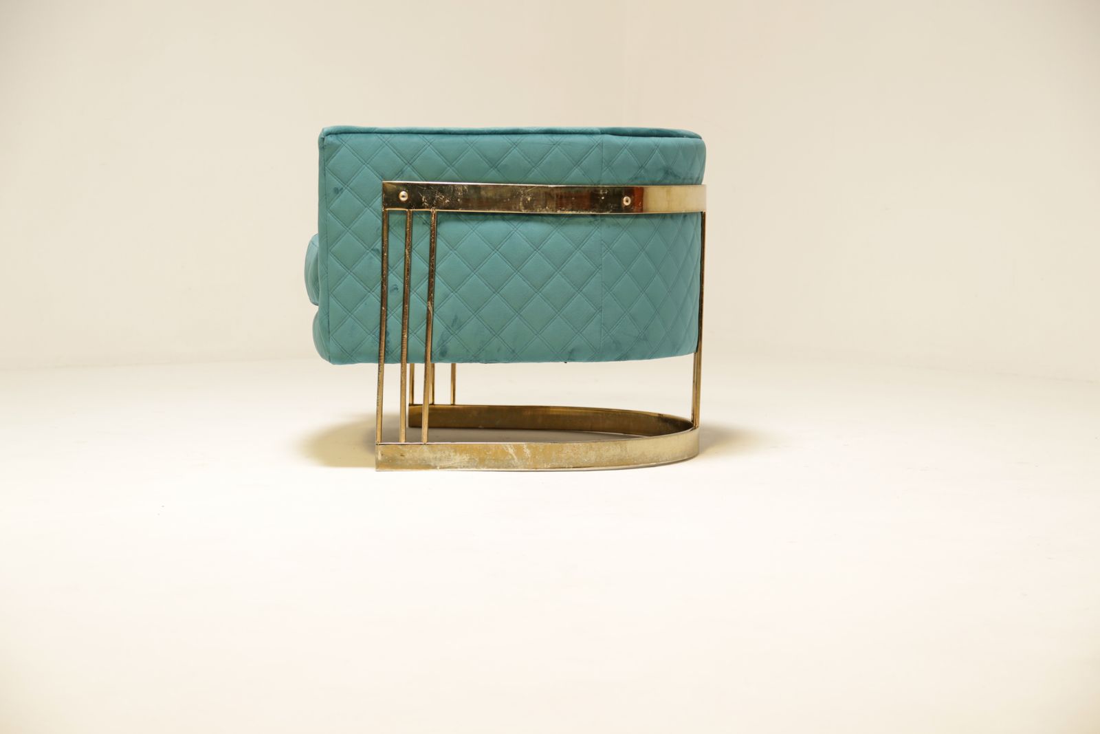 Mid Century Upholstered Teal Velvet Tub Chair photo buy