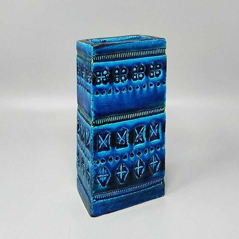 1960s Stunning Vase By Aldo Londi For Bitossi "Blue Rimini Collection" photo Home Decor
