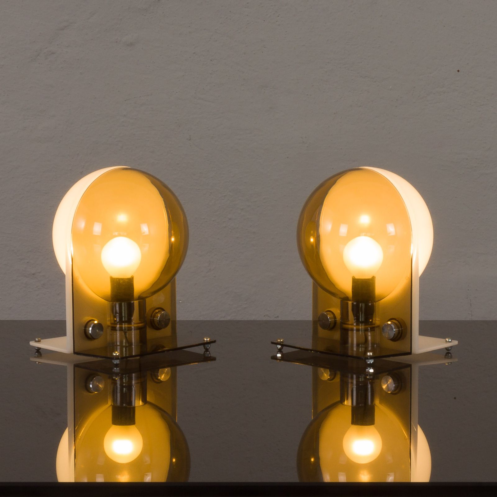 Pair Of Sirio Table Lamps By Sergio Brazzoli & Ermanno Lampa For Guzzini, Italy, 1970s photo 1468.0
