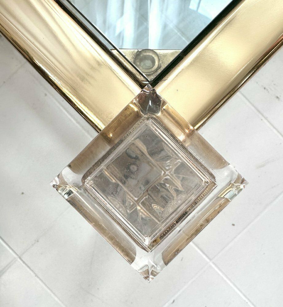 2561.0 Mid Century Acrylic Three Tier Bar Cart With Brass Details, 1970s photo