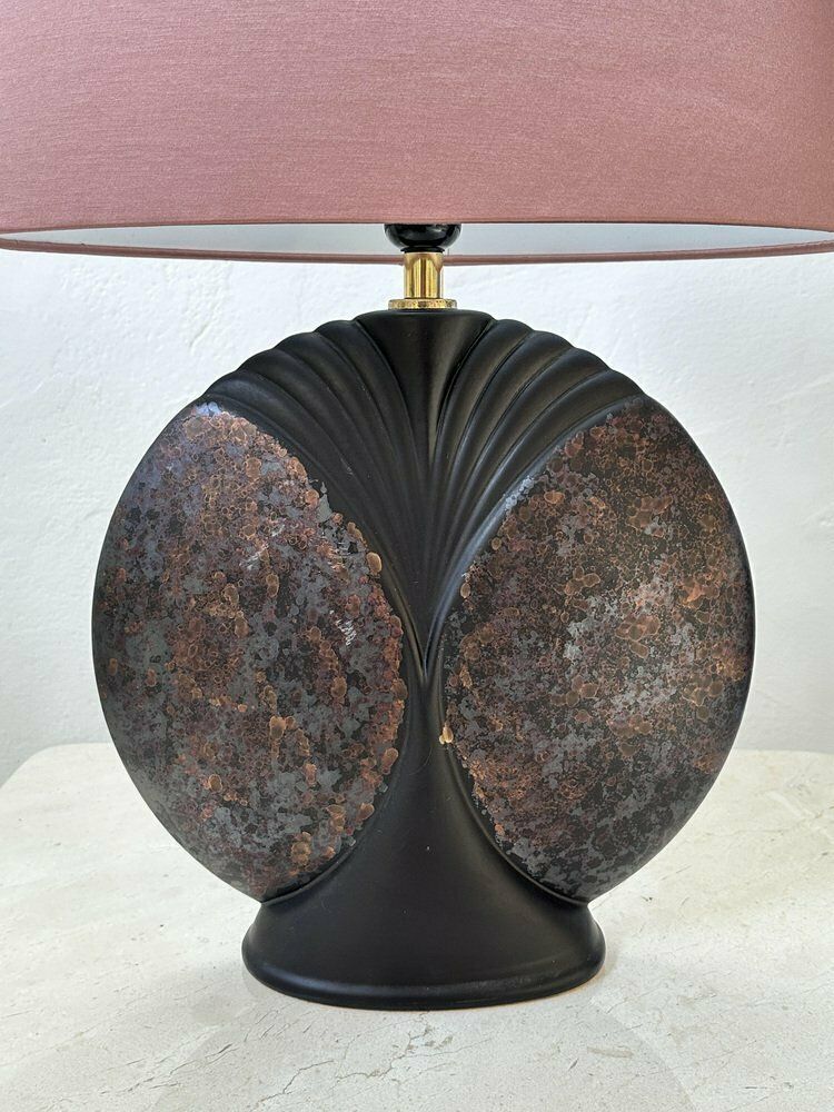 Mid Century Shell Shaped Ceramic Dark Purple Table Lamp By Goebel Porzellanfabrik, 1970s photo vinterior