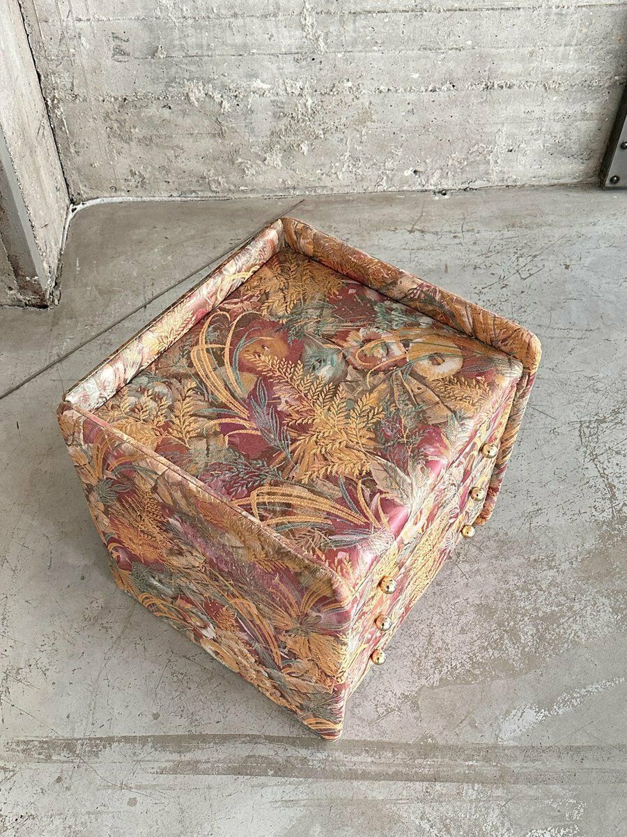 Vintage Upholstered Pastel Floral Nightstand, 1960s photo vintage