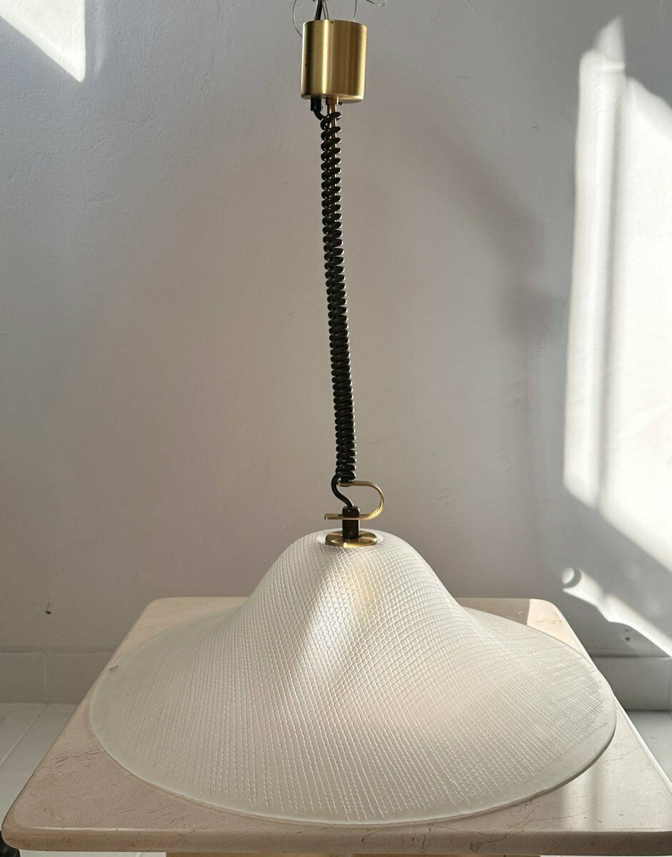 Mid Century Opaline Glass Pendant From Peill & Putzler, 1970s photo furniture