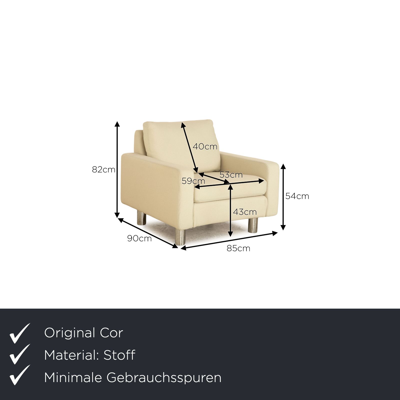 Cor Conseta Fabric Armchair Beige Cream photo furniture