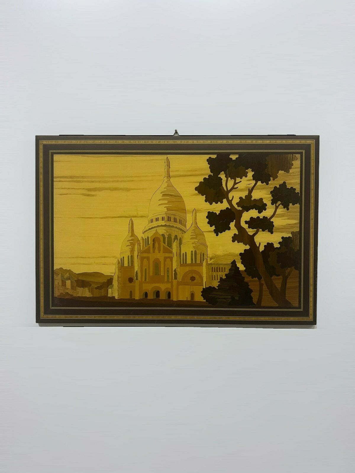 Vintage Sacre Coeur Wall Art, Wooden Wall Panel, De Basilique Du Sacré Cœur Paris, Made In Italy, Mid Century Interior Design