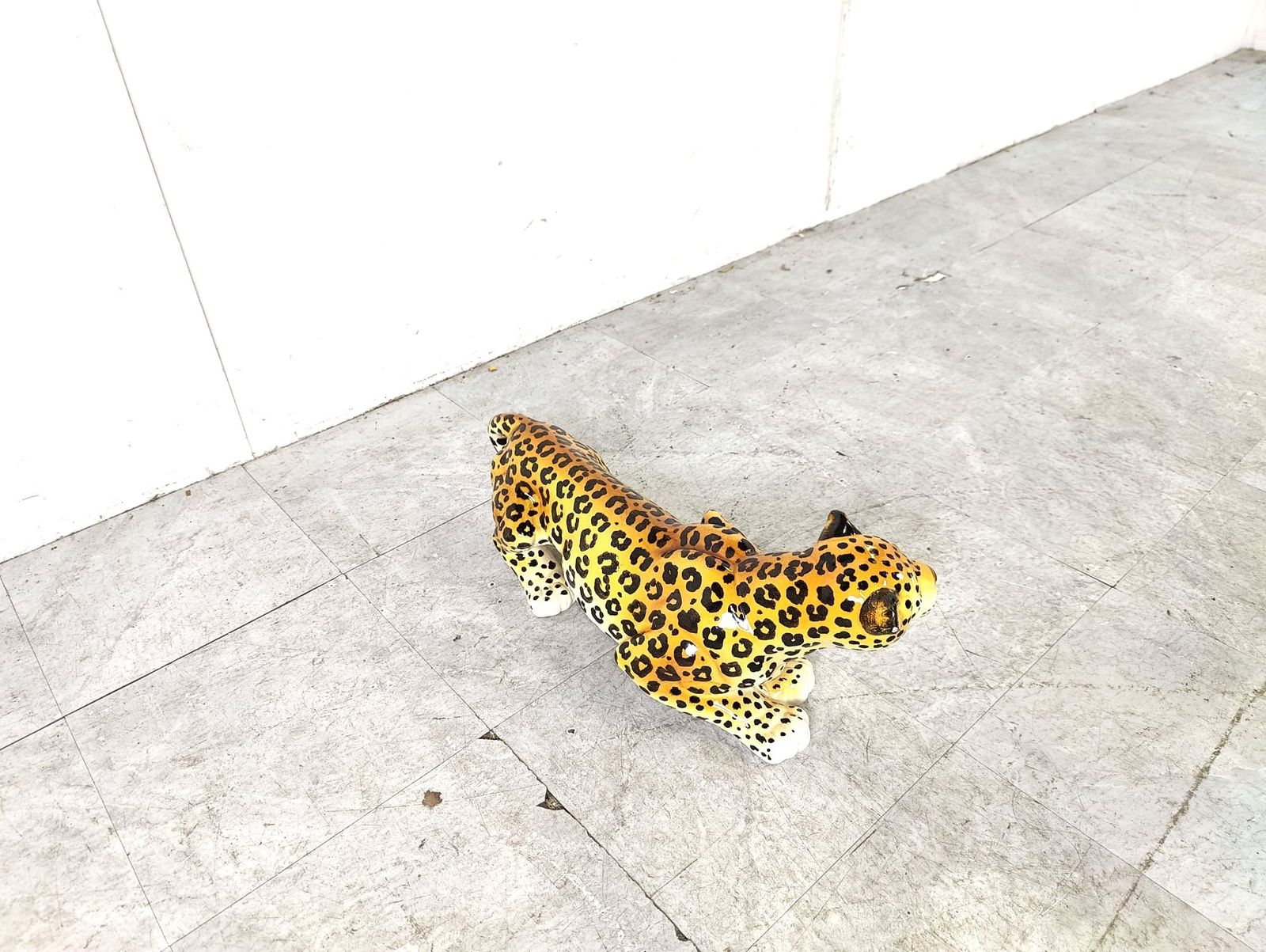 Ceramic Hand Painted Leopard, 1960's Italy photo for sale