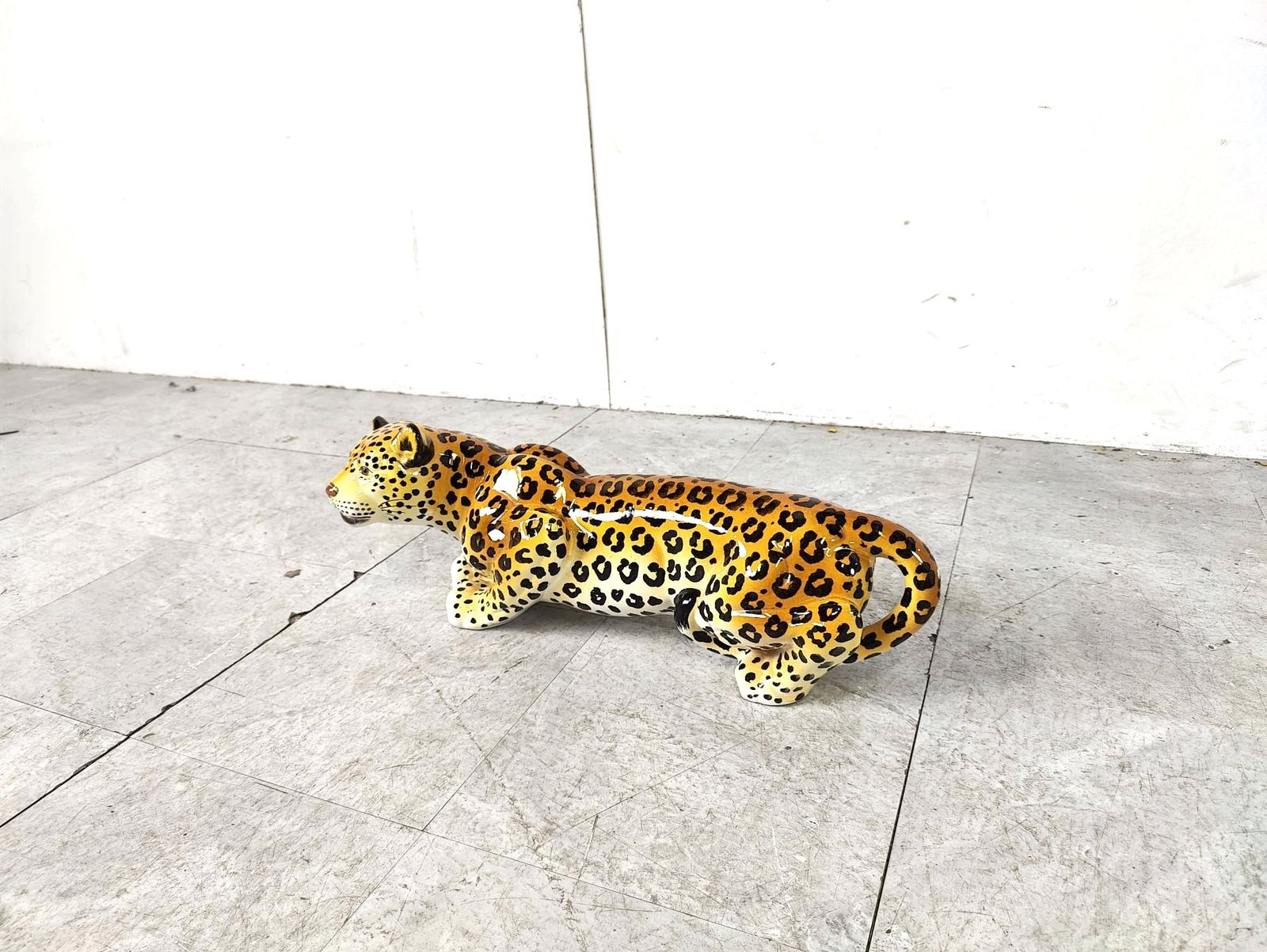 Ceramic Hand Painted Leopard, 1960's Italy photo vintage