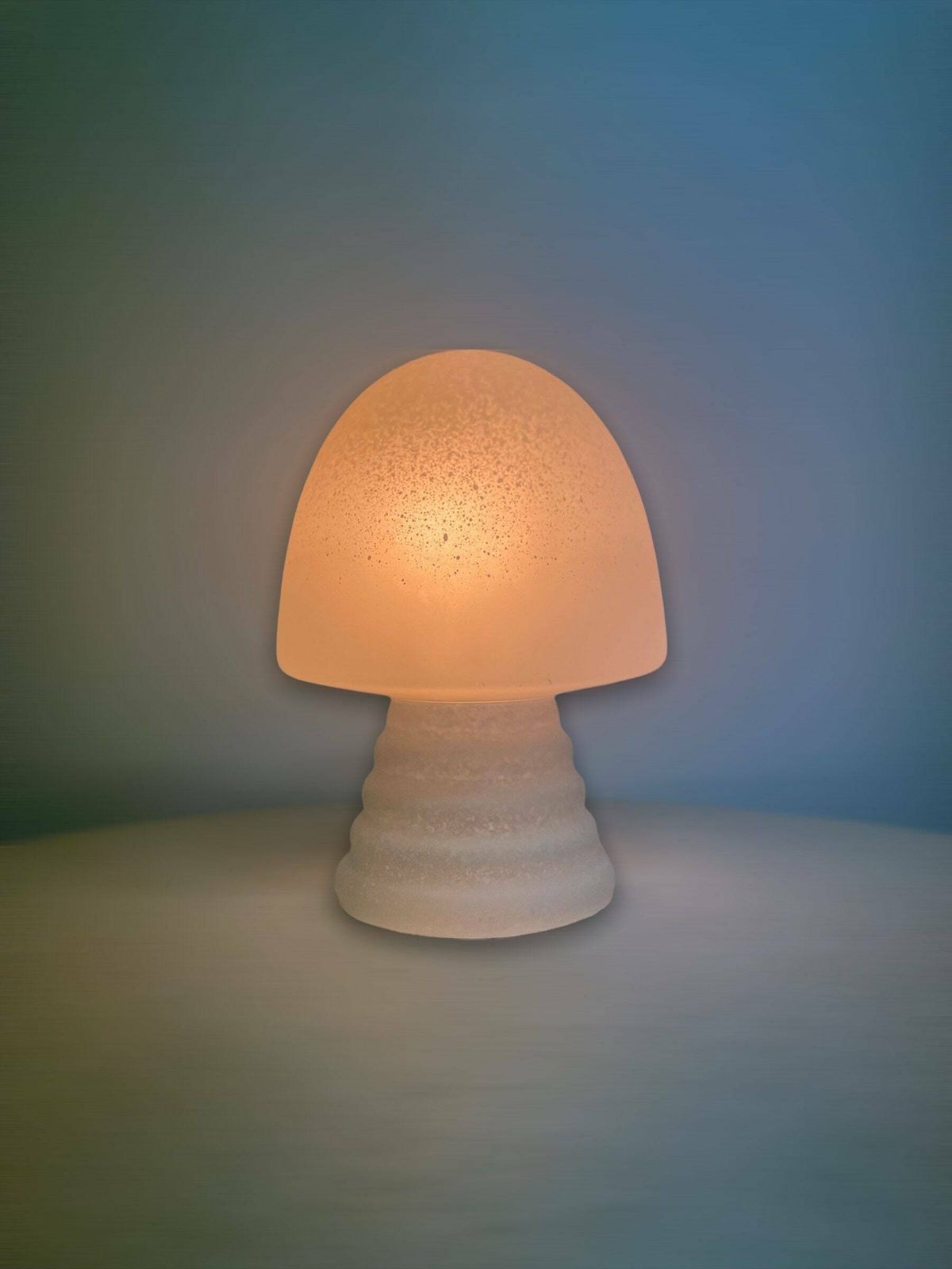 Peill Putzler Inspired Table Lamp, White Glass Freckled, Mushroom Shape Design, Simple Sphere Lamp, Mid Century Modern Interior photo furniture