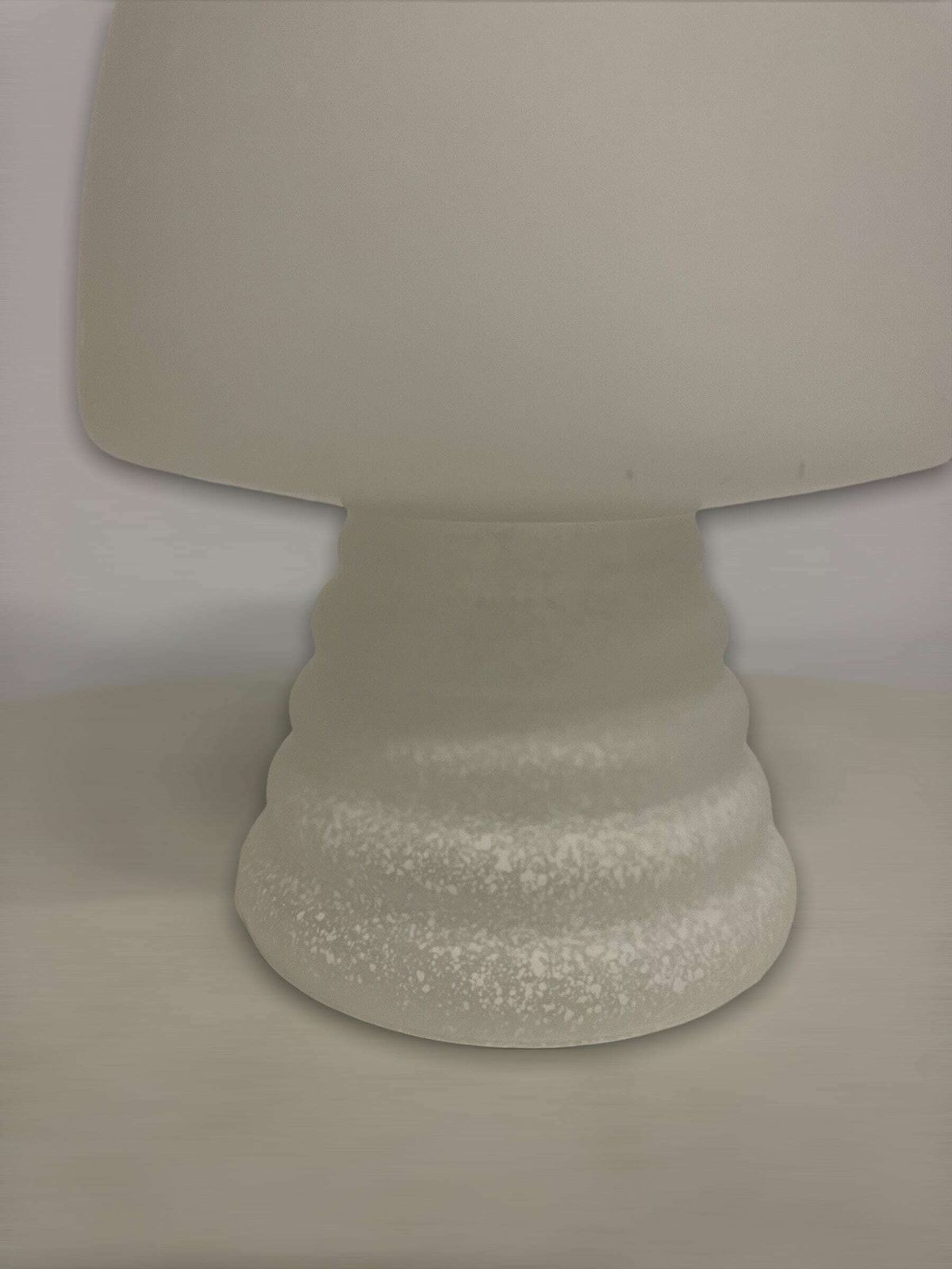 Peill Putzler Inspired Table Lamp, White Glass Freckled, Mushroom Shape Design, Simple Sphere Lamp, Mid Century Modern Interior photo Lighting