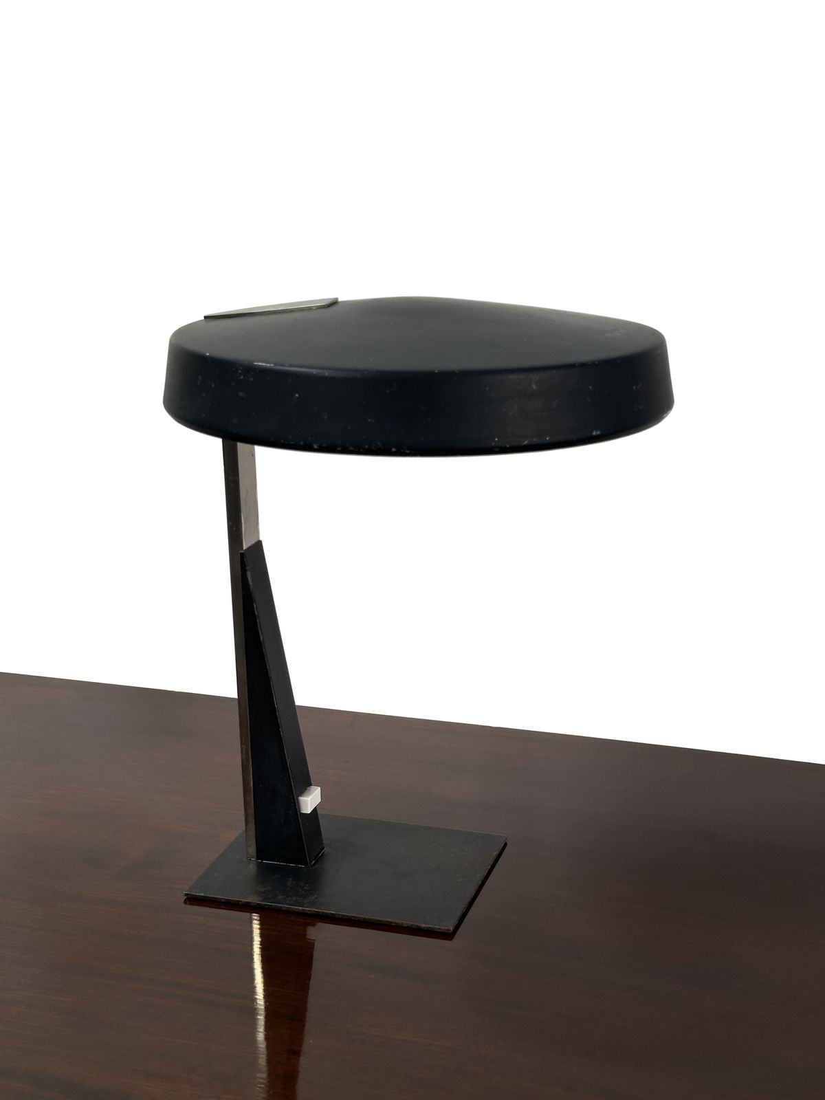 Vintage Original Black Metal Chrome Table Task Lamp By Louis Kalff For Philips photo for sale