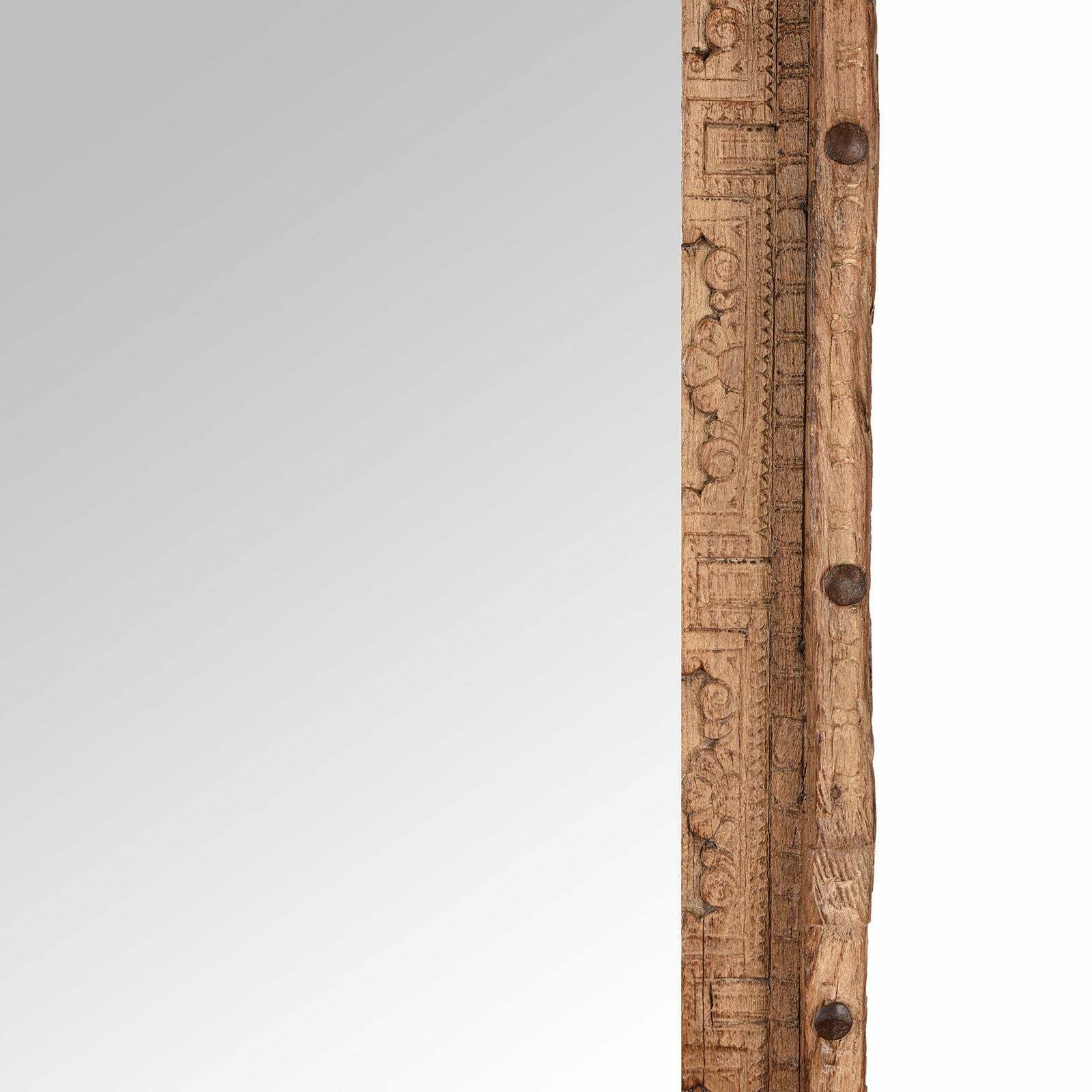 Carved Teak Door Mirror From Nagaur   19th Century photo for sale