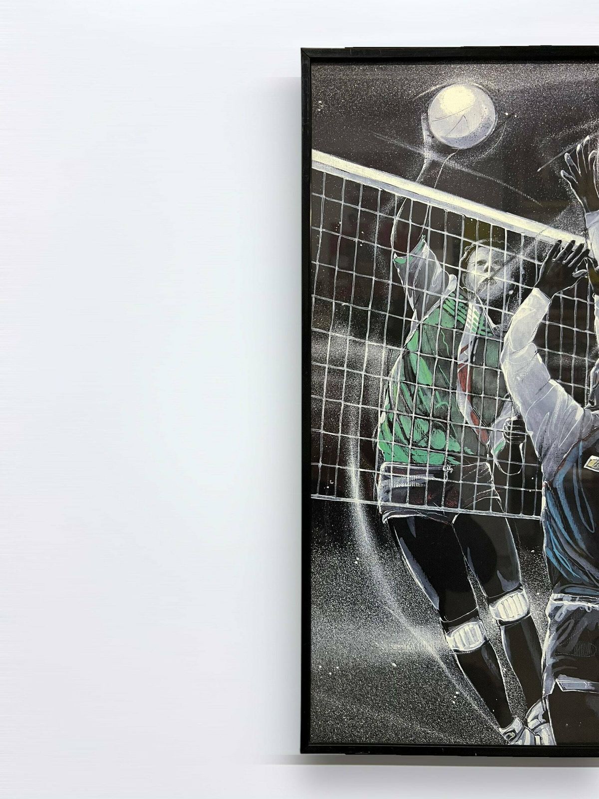 1980s Wall Art Retrowave, Volleyball Match, Postmodern Wall Art, Noir Interior Design, H. Wiersma 1989 photo vintage