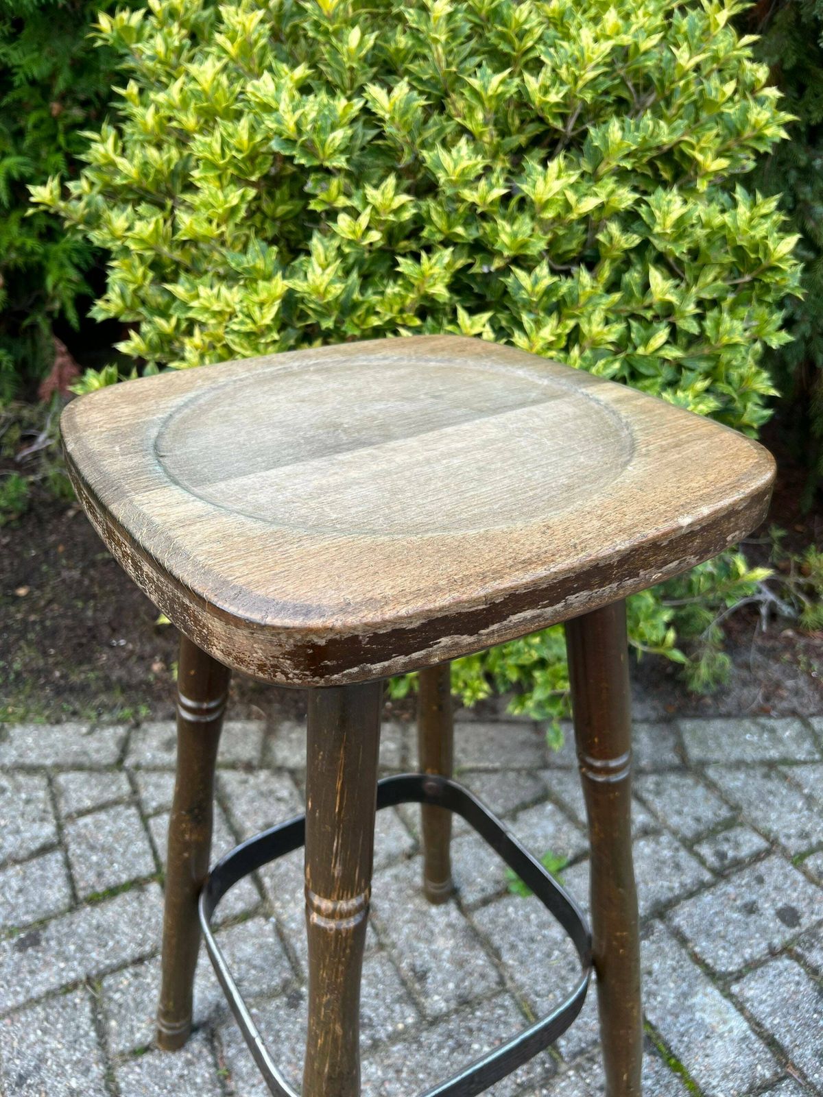 Vintage Bar Stool, Farmhouse Style Kitchen Bar Seat, Wood & Metal Design, Homebar Man Cave Interior, Mid Century Furniture photo buy
