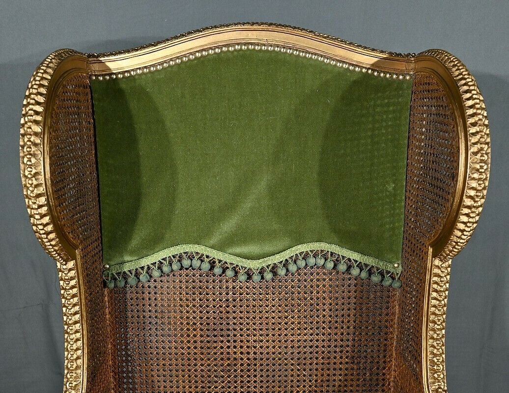 Important Cane Eared Shepherdess In Gilded Wood, Louis XVI Style – 1900 photo vintage