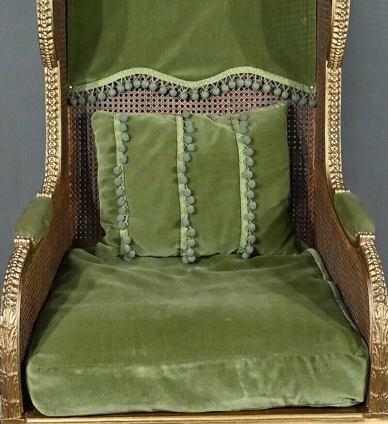 Furniture Important Cane Eared Shepherdess In Gilded Wood, Louis XVI Style – 1900 photo
