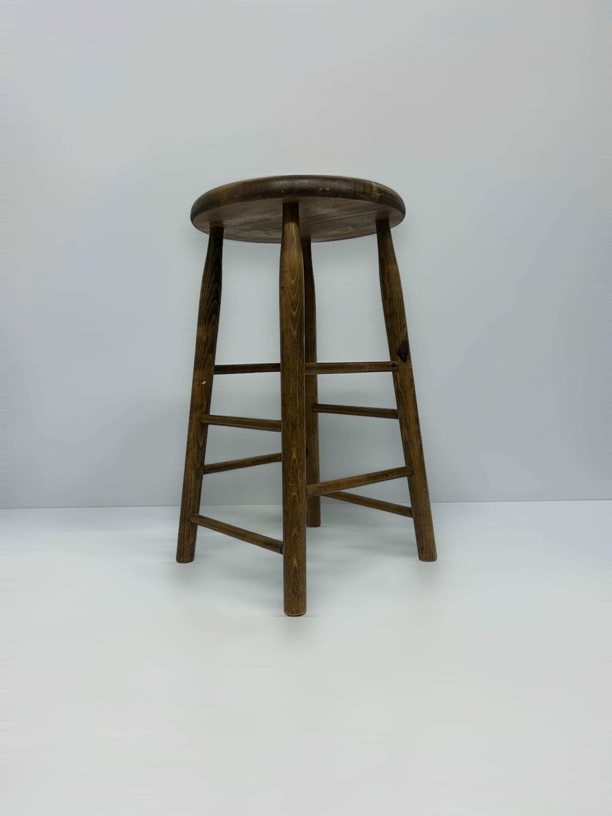 Vintage Bar Stool, Homebar Mancave Chair, Sturdy Wooden Chair Footrest, Handy Corner Table Plant Table, Old Farmhouse Bungalow Style photo for sale
