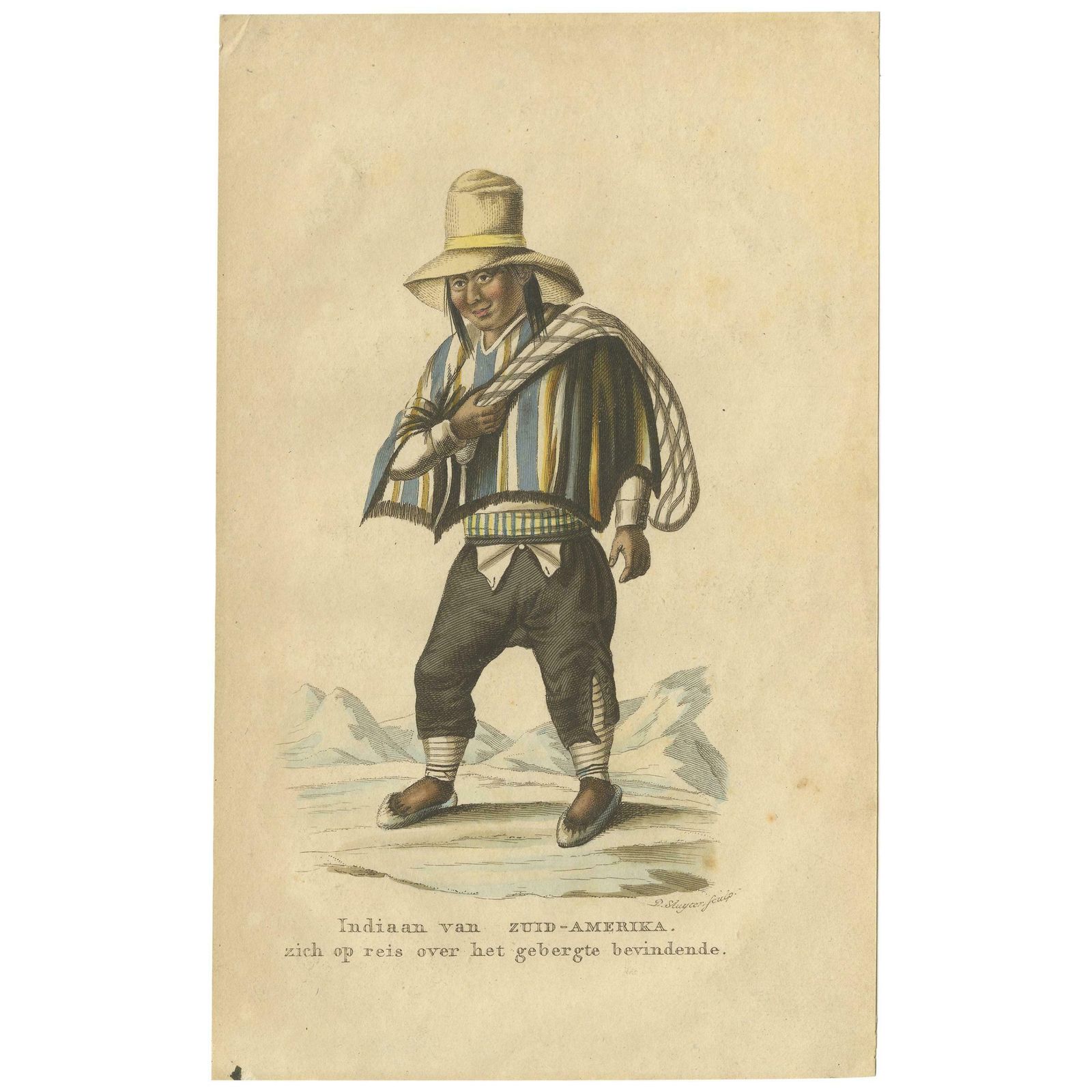 Antique Print Of A Native American Of South America By Boelen, 1835