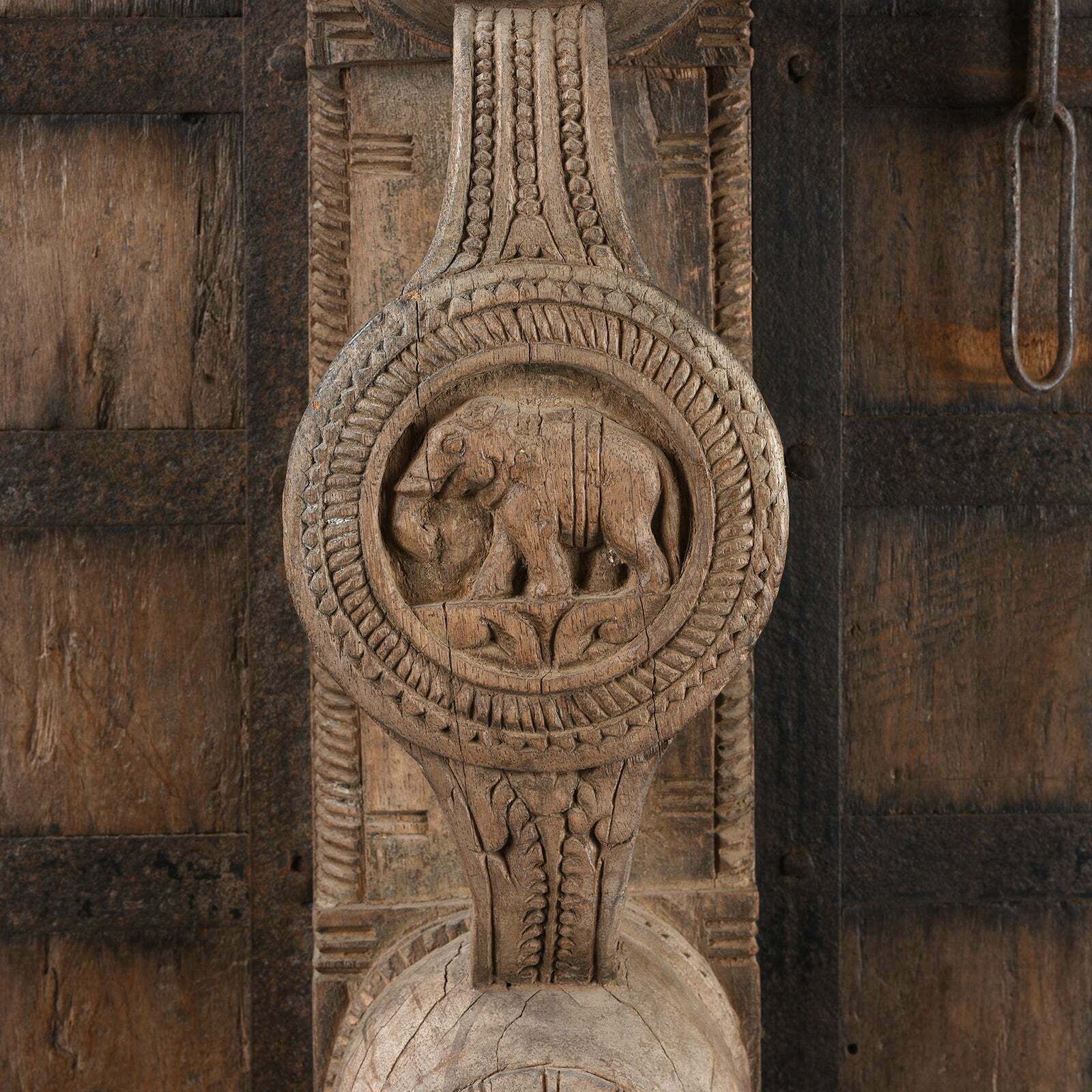 Antique Indian Carved Yali Door, 19th Century photo furniture