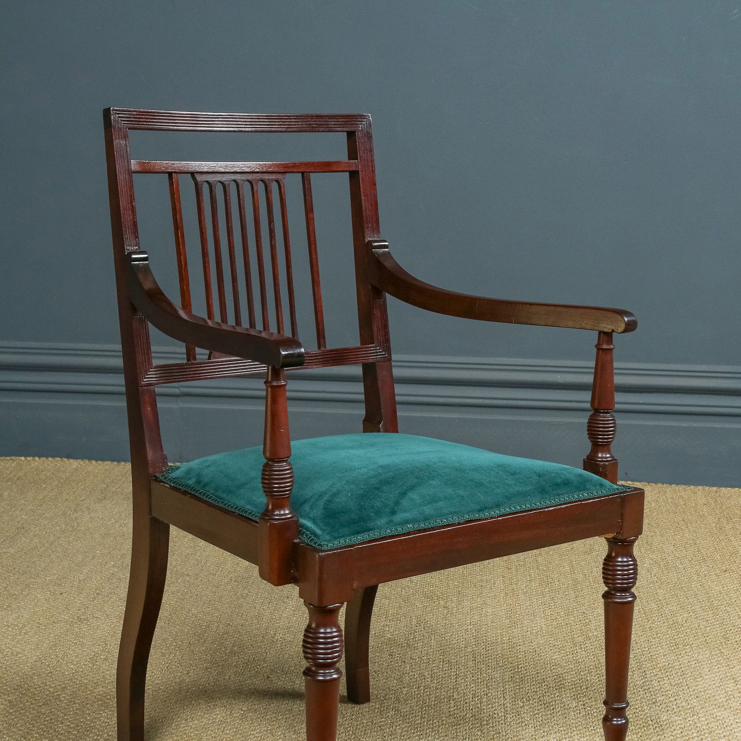 English Edwardian Regency Style Mahogany Occasional / Dining / Office / Armchair / Carver Chair (Circa 1910) photo 695.0