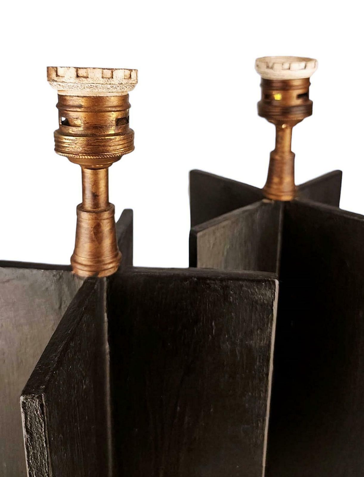 Pair Of Jean Michel Frank Design Iron 'Croisillon' Design Table Lamps By Argentine Company Comte photo 32800.0