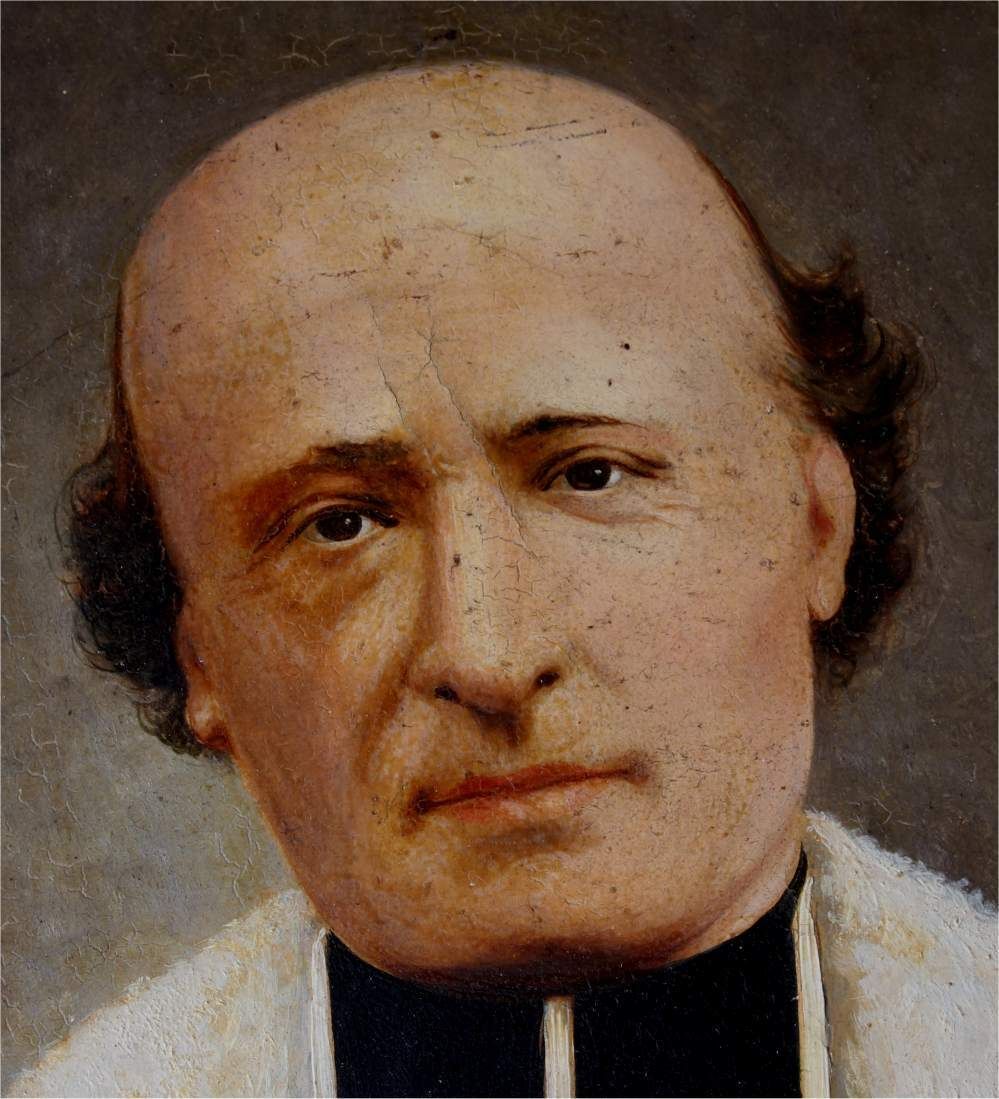 photo for sale French Priest Oil Painting. Framed Religious Man Portrait. Lyon 1888.