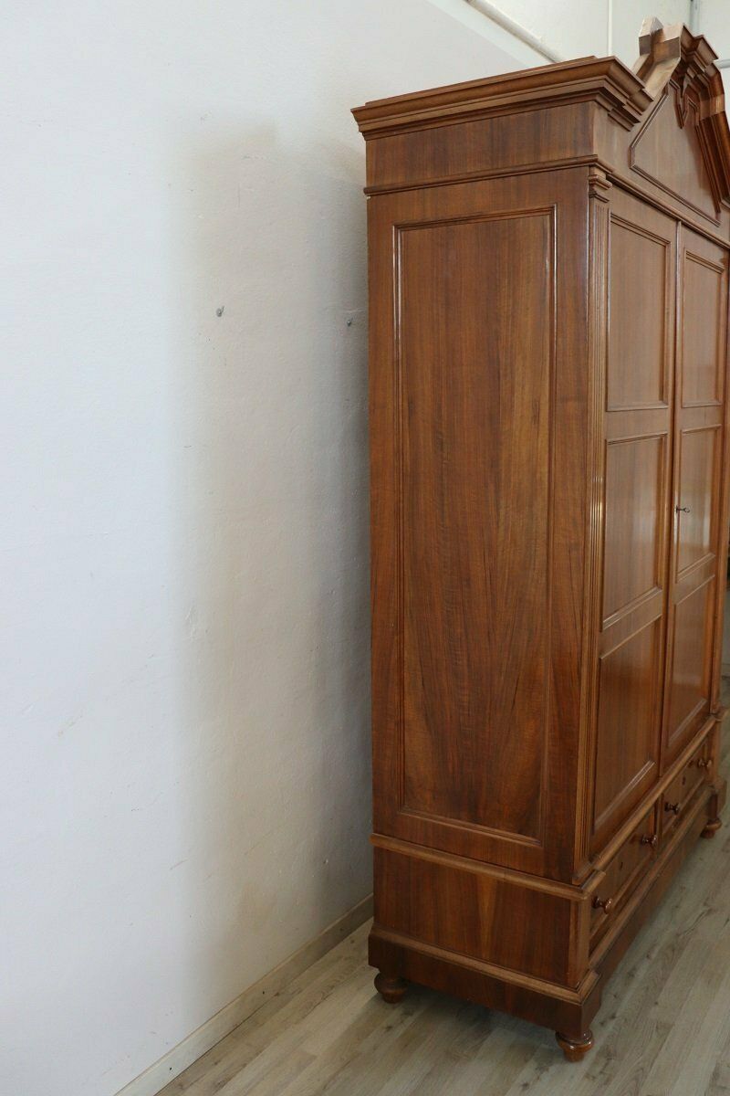 Antique Veneer Walnut Wardrobe, Late 19th Century photo buy