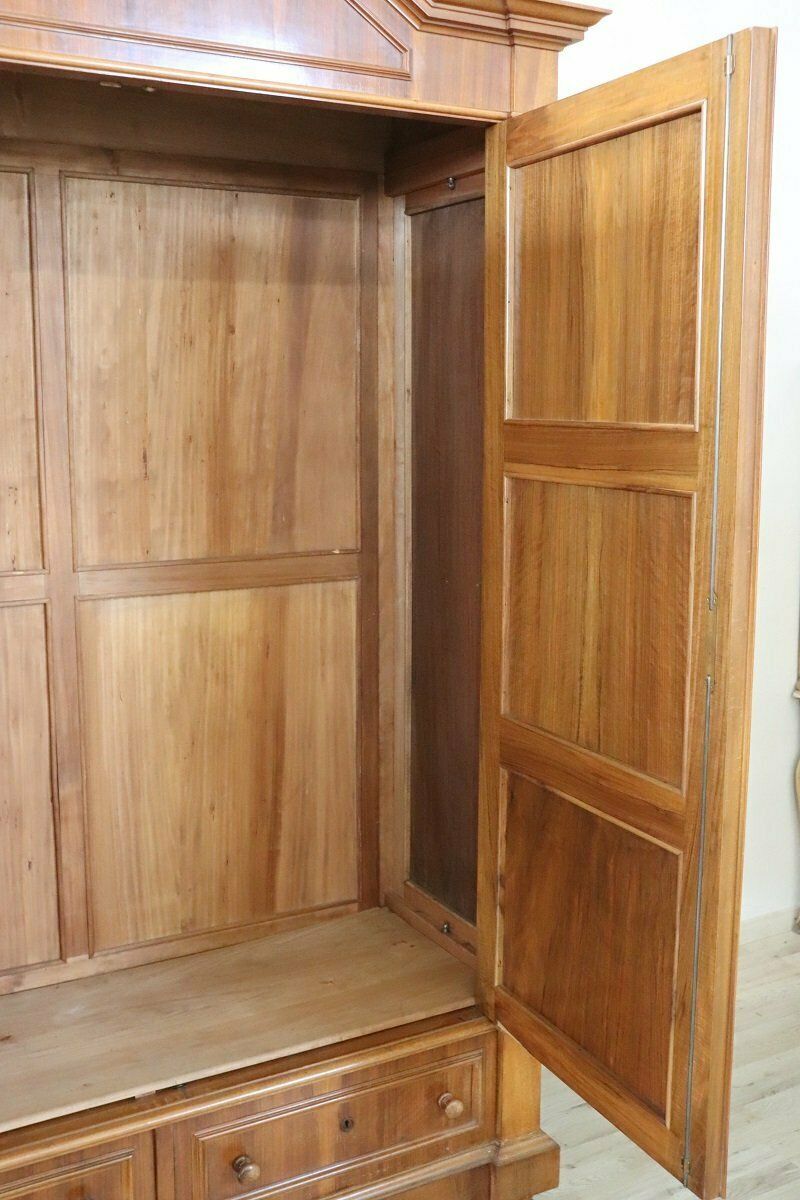 Furniture Antique Veneer Walnut Wardrobe, Late 19th Century photo